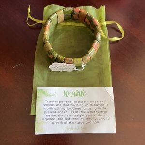 Genuine Natural Unakite Jasper Elastic Bracelet
